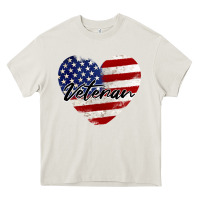 Cream veteran heart american flag Heavy Core Tee - BarkalooDesign