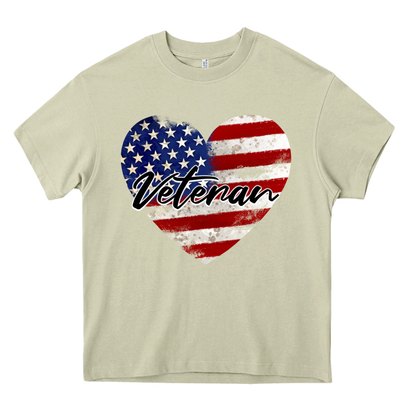 Veteran Heart American Flag Heavy Core Tee by BarkalooDesign | Teevron