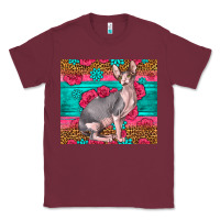 Burgundy Pink Glitter And Roses Sphynx Cat Classic Tee - LillyAllenDesigns