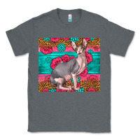 Charcoal Heather Pink Glitter And Roses Sphynx Cat Classic Tee - LillyAllenDesigns
