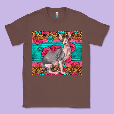 Pink Glitter And Roses Sphynx Cat Classic Tee Designed By Lillyallendesigns