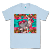 Dusty Blue Pink Glitter And Roses Sphynx Cat Classic Tee - LillyAllenDesigns