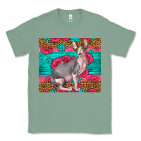 Sage Pink Glitter And Roses Sphynx Cat Classic Tee - LillyAllenDesigns
