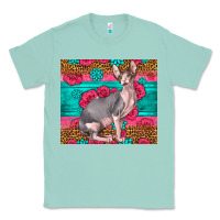 Seafoam Pink Glitter And Roses Sphynx Cat Classic Tee - LillyAllenDesigns