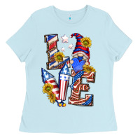 Baby Blue love 4th of july with gnome Ladies Tee - texasbilliewilder