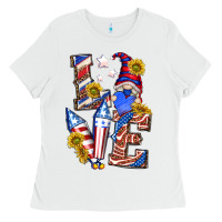 White love 4th of july with gnome Ladies Tee - texasbilliewilder