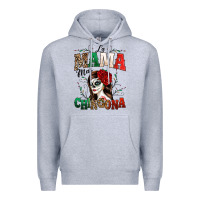 Heather Grey La Mama Mas Chingona Premium Hoodie - texasbilliewilder