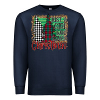 Navy Womens Just a Girl Who Loves Christmas Funny Premium Sweatshirt - Bettercallsaul