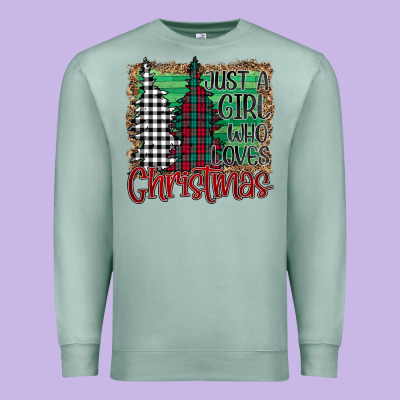 Womens Just A Girl Who Loves Christmas Funny Premium Sweatshirt Designed By Bettercallsaul
