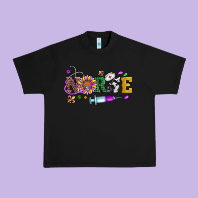Mardi Gras Nurse Leopard Cowhide Glitter Urban Heavy Tee Designed By Artiststas
