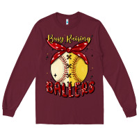 Burgundy busy raising ballers malia Long Sleeve Tee - MaliasSmallBusiness