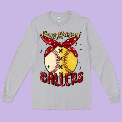 Busy Raising Ballers Malia Long Sleeve Tee Designed By Maliassmallbusiness