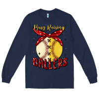 Navy busy raising ballers malia Long Sleeve Tee - MaliasSmallBusiness