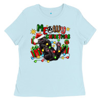 Baby Blue meowy christmas Ladies Tee - Zillion Design Studio