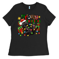 Black meowy christmas Ladies Tee - Zillion Design Studio