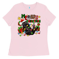 Bubblegum Pink meowy christmas Ladies Tee - Zillion Design Studio