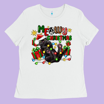 Meowy Christmas Ladies Tee Designed By Zillion Design Studio