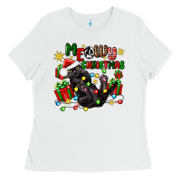 White meowy christmas Ladies Tee - Zillion Design Studio