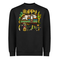 Black happy camper caravan and gnome Heavyweight Sweatshirt - BarkalooDesign