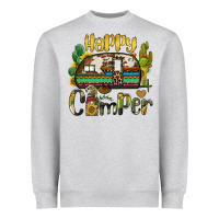 Heather Grey happy camper caravan and gnome Heavyweight Sweatshirt - BarkalooDesign