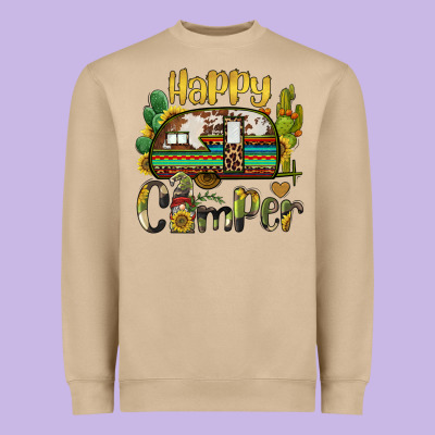Happy Camper Caravan And Gnome Heavyweight Sweatshirt Designed By Barkaloodesign
