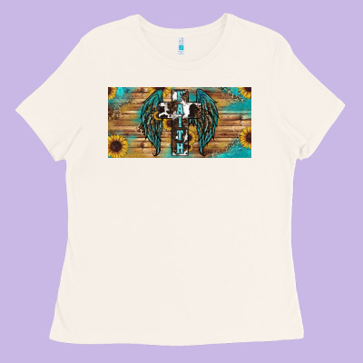 Wings Cross Faith Ladies Tee Designed By Ranaportraitstore
