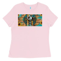 Bubblegum Pink Wings Cross Faith Ladies Tee - RanaPortraitStore