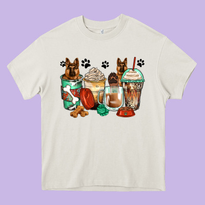German Shepherds Coffee Cups Heavy Core Tee Designed By Zillion Design Studio