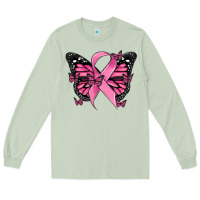 Matcha breast cancer ribbon  butterfly Long Sleeve Tee - MaliasSmallBusiness