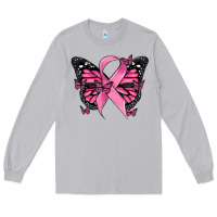 Moon Dust breast cancer ribbon  butterfly Long Sleeve Tee - MaliasSmallBusiness