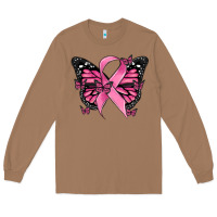 Toasted Coconut breast cancer ribbon  butterfly Long Sleeve Tee - MaliasSmallBusiness