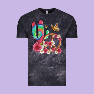 Cactus Peace Sign Flowers And Butterflys Vintage Tee Designed By Artiststas
