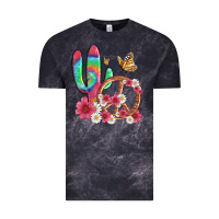 Cloud Black cactus peace sign flowers and butterflys Vintage Tee - Artiststas
