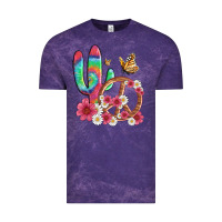 Cloud Purple cactus peace sign flowers and butterflys Vintage Tee - Artiststas