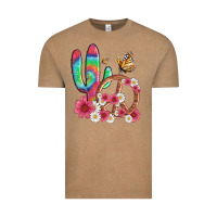Vintage Coffee cactus peace sign flowers and butterflys Vintage Tee - Artiststas