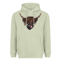 Matcha black highland cow Heavyweight Hoodie - RanaPortraitStore