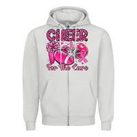 Dove Grey cheer for the cure Zipper Hoodie - MaliasSmallBusiness