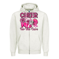 Oatmeal Heather cheer for the cure Zipper Hoodie - MaliasSmallBusiness