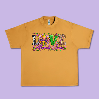 Love Mardi Gras Fleur De Lis Sunflower Leopard And Beads Urban Heavy Tee Designed By Artiststas