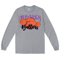 Heather Grey busy raising ballers Long Sleeve Tee - MaliasSmallBusiness
