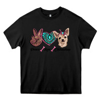 Black peace love chihuahua Heavy Core Tee - RanaPortraitStore
