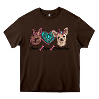 Chocolate Brown peace love chihuahua Heavy Core Tee - RanaPortraitStore