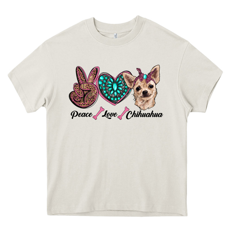 Peace Love Chihuahua Heavy Core Tee by RanaPortraitStore | Teevron