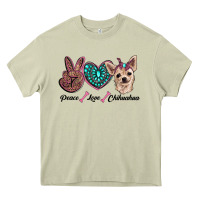 Mossy peace love chihuahua Heavy Core Tee - RanaPortraitStore