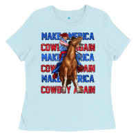 Baby Blue make america cowboy again Ladies Tee - texasbilliewilder