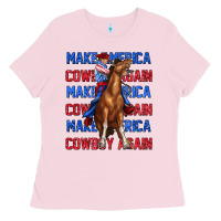 Bubblegum Pink make america cowboy again Ladies Tee - texasbilliewilder