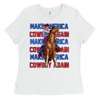 White make america cowboy again Ladies Tee - texasbilliewilder