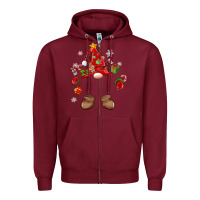 Burgundy custom christmas gnome Zipper Hoodie - MaliasSmallBusiness