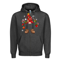 Charcoal Heather custom christmas gnome Zipper Hoodie - MaliasSmallBusiness