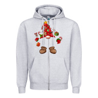 Heather Grey custom christmas gnome Zipper Hoodie - MaliasSmallBusiness